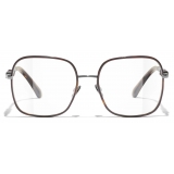 Chanel - Square Optical Glasses - Dark Silver Dark Tortoise - Chanel Eyewear