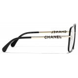 Chanel - Occhiali da Vista Quadrati - Oro Chiaro Nero - Chanel Eyewear
