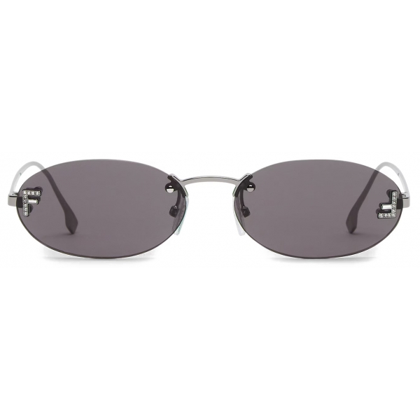 Fendi - Fendi First Crystal - Oval Sunglasses - Black - Sunglasses - Fendi Eyewear
