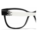Chanel - Occhiali da Vista Quadrati - Nero Bianco - Chanel Eyewear