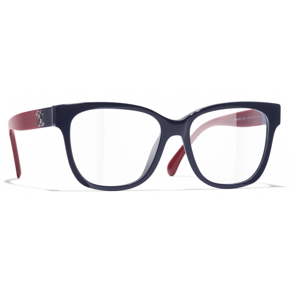 Chanel - Square Optical Glasses - Navy Blue Burgundy - Chanel Eyewear