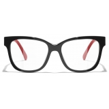 Chanel - Occhiali da Vista Quadrati - Nero Rosso - Chanel Eyewear