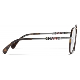 Chanel - Occhiali da Vista Pantos - Argento Scuro Tartaruga Scuro - Chanel Eyewear