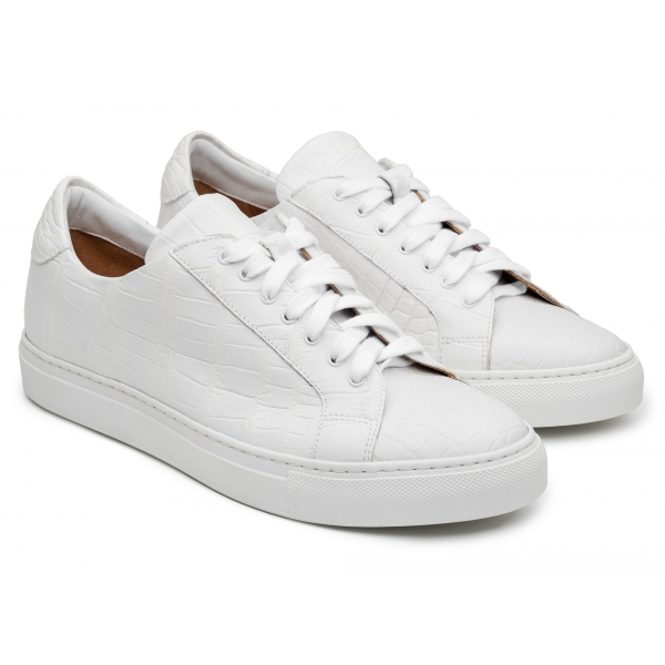 Avvenice - Sneakers in Coccodrillo - Bianco - Handmade in Italy - Exclusive Luxury Collection