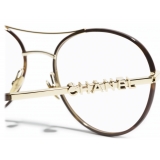 Chanel - Occhiali da Vista Pilota - Oro Tartaruga - Chanel Eyewear