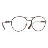 Chanel - Pilot Optical Glasses - Dark Silver Dark Tortoise - Chanel Eyewear