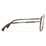 Chanel - Occhiali da Vista Pilota - Argento Scuro Tartaruga Scuro - Chanel Eyewear