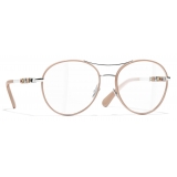 Chanel - Pilot Optical Glasses - Silver & Beige - Chanel Eyewear