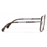 Chanel - Occhiali Quadrati con Filtro Luce Blu - Argento Marrone - Chanel Eyewear