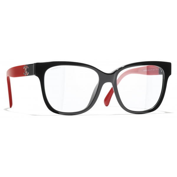 Chanel - Square Blue Light Glasses - Black Red - Chanel Eyewear