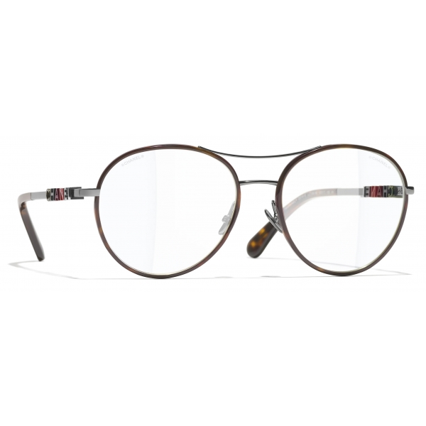 Chanel - Pilot Blue Light Glasses - Silver Brown - Chanel Eyewear