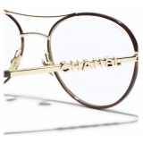 Chanel - Pilot Blue Light Glasses - Gold - Chanel Eyewear