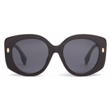 Fendi - Fendi Roma - Occhiali da Sole Rotondi Oversize - Nero - Occhiali da Sole - Fendi Eyewear