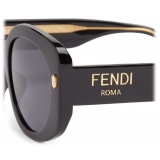 Fendi - Fendi Roma - Oversize Round Sunglasses - Nero - Sunglasses - Fendi Eyewear