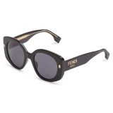 Fendi - Fendi Roma - Occhiali da Sole Rotondi Oversize - Nero - Occhiali da Sole - Fendi Eyewear