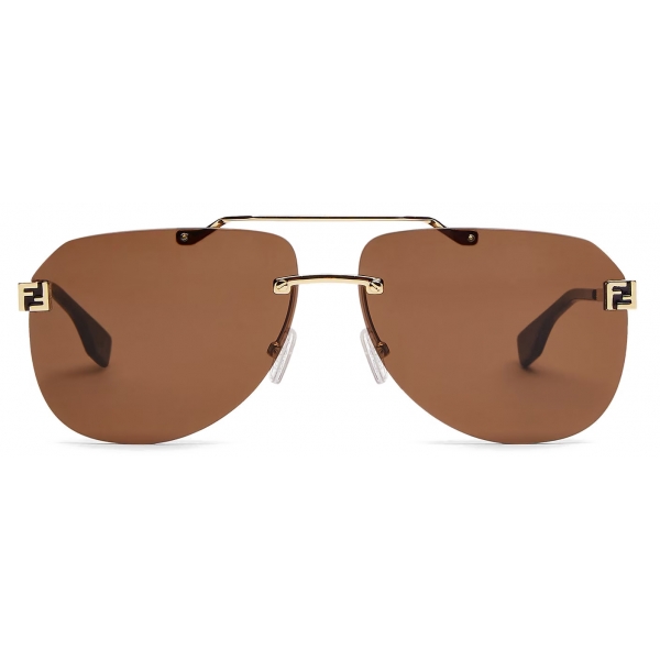 Fendi - Fendi Sky - Occhiali da Sole Pilot - Oro Marrone - Occhiali da Sole - Fendi Eyewear