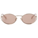 Miu Miu - Miu Miu Logo Sunglasses - Oval - Pale Gold Rose Gold - Sunglasses - Miu Miu Eyewear