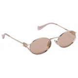 Miu Miu - Miu Miu Logo Sunglasses - Oval - Pale Gold Rose Gold - Sunglasses - Miu Miu Eyewear