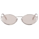 Miu Miu - Miu Miu Logo Sunglasses - Oval - Steel Light Gold - Sunglasses - Miu Miu Eyewear