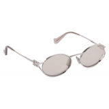 Miu Miu - Miu Miu Logo Sunglasses - Oval - Steel Light Gold - Sunglasses - Miu Miu Eyewear