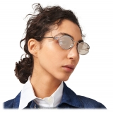 Miu Miu - Occhiali Miu Miu Logo - Ovali - Acciaio Oro Chiaro - Occhiali da Sole - Miu Miu Eyewear