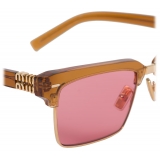 Miu Miu - Miu Miu Runway Sunglasses - Square - Red Transparent Caramel - Sunglasses - Miu Miu Eyewear