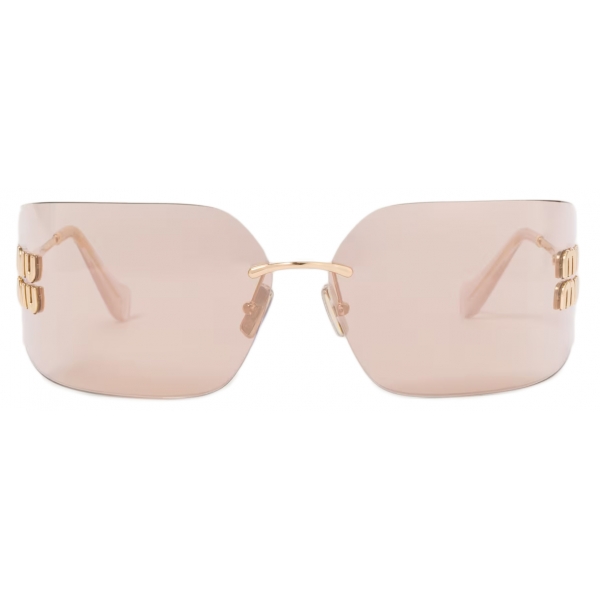 Miu Miu - Miu Miu Runway Sunglasses - Oversize - Pale Gold Rose Gold - Sunglasses - Miu Miu Eyewear