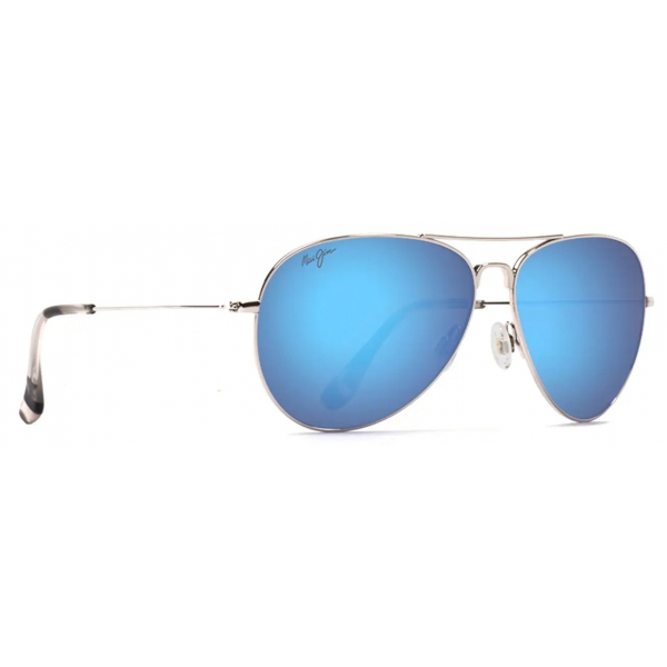 Maui Jim - Mavericks - Argento Blu - Occhiali da Sole Aviator Polarizzati - Maui Jim Eyewear