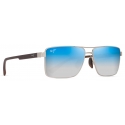 Maui Jim - Piha - Argento Marrone Blu - Occhiali da Sole Aviator Polarizzati - Maui Jim Eyewear