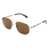 Alexander McQueen - Men's Floating Skull Metal Caravan Sunglasses - Gold Brown - Alexander McQueen Eyewear