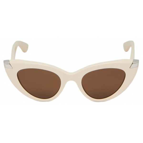 Alexander McQueen - Women's Punk Rivet Cat-eye Sunglasses - Ivory Brown - Alexander McQueen Eyewear