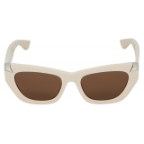 Alexander McQueen - Women's Punk Rivet Geometric Sunglasses - Ivory Brown - Alexander McQueen Eyewear