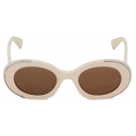 Alexander McQueen - Occhiali da Sole Ovali The Grip da Donna - Avorio Marrone - Alexander McQueen Eyewear