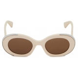 Alexander McQueen - Women's The Grip Oval Sunglasses - Ivory Brown - Alexander McQueen Eyewear