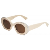 Alexander McQueen - Women's The Grip Oval Sunglasses - Ivory Brown - Alexander McQueen Eyewear
