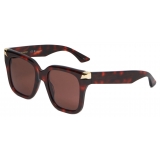 Alexander McQueen - Women's Punk Rivet Oversize Sunglasses - Havana - Alexander McQueen Eyewear