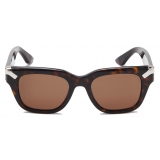 Alexander McQueen - Men's Punk Rivet Square Sunglasses - Havana Brown - Alexander McQueen Eyewear