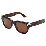 Alexander McQueen - Men's Punk Rivet Square Sunglasses - Havana Brown - Alexander McQueen Eyewear