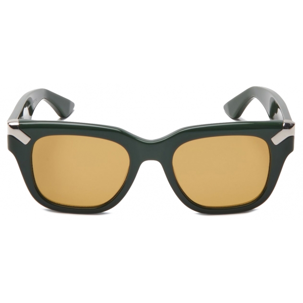 Alexander McQueen - Men's Punk Rivet Square Sunglasses - Dark Green Ochre - Alexander McQueen Eyewear