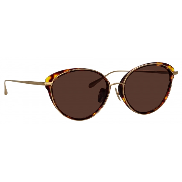 Linda Farrow - Song Cat Eye Sunglasses in Light Gold and Tortoiseshell ...