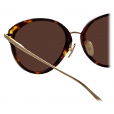 Linda Farrow - Song Cat Eye Sunglasses in Light Gold and Tortoiseshell - LFL1445C2SUN - Linda Farrow Eyewear