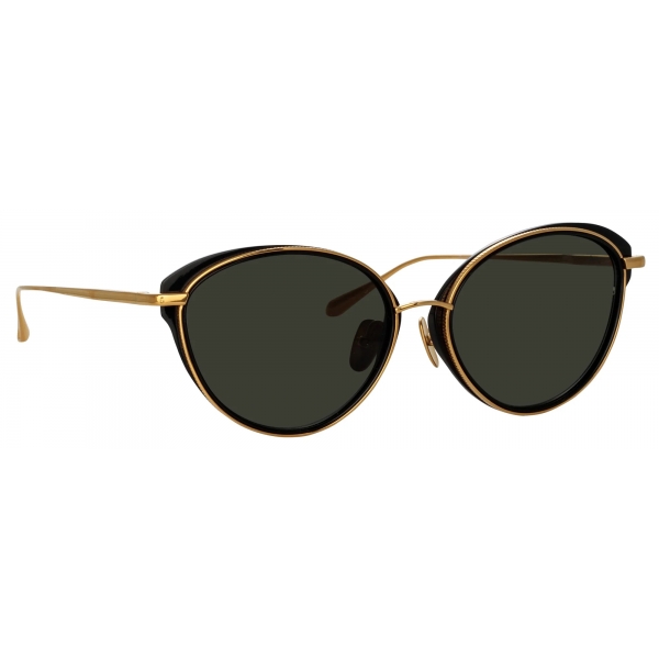 Linda Farrow - Song Cat Eye Sunglasses in Yellow Gold and Black ...