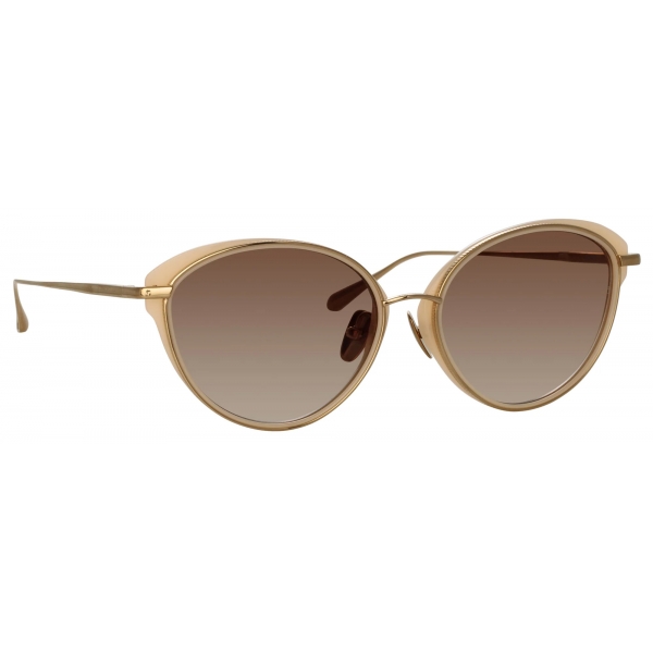 Linda Farrow - Song Cat Eye Sunglasses in Light Gold and Peach ...