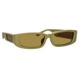 Linda Farrow - Talita Rectangular Sunglasses in Sage - LFL1419C6SUN - Linda Farrow Eyewear