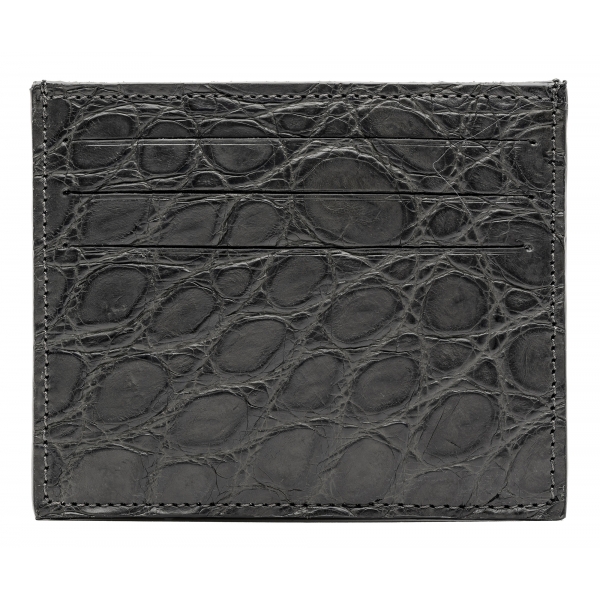 Avvenice - Crocodile Credit Card Holder - Anthracite - Handmade in Italy - Exclusive Luxury Collection