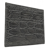 Avvenice - Crocodile Credit Card Holder - Anthracite - Handmade in Italy - Exclusive Luxury Collection