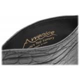 Avvenice - Portacarte di Credito in Coccodrillo - Antracite - Handmade in Italy - Exclusive Luxury Collection
