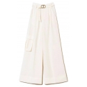 Twinset - Crepe Full Length Trousers - White - Trousers - Made in Italy - Luxury Exclusive Collection