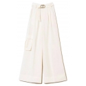 Twinset - Pantaloni Full Lenght in Crêpe - Bianco - Pantaloni - Made in Italy - Luxury Exclusive Collection