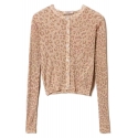 Twinset - Cotton Cardigan with Animal Print - Beige - Knitwear - Made in Italy - Luxury Exclusive Collection